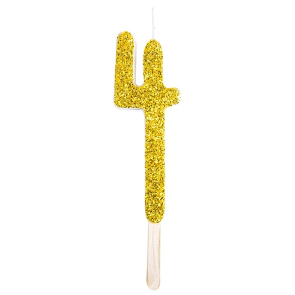 Number Candle - 4 - Glitter Gold